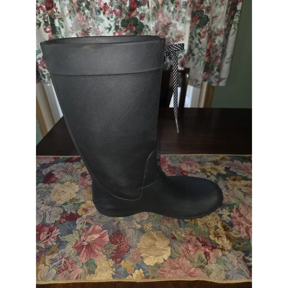 Crocs Black Freesail Tall Rain Boots Women 7 Waterproof Rubber Pull On Garden